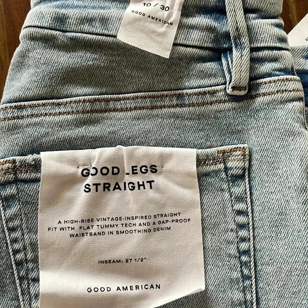 Good American Good legs straight high rise jeans distressed new with tags - Picture 8 of 8